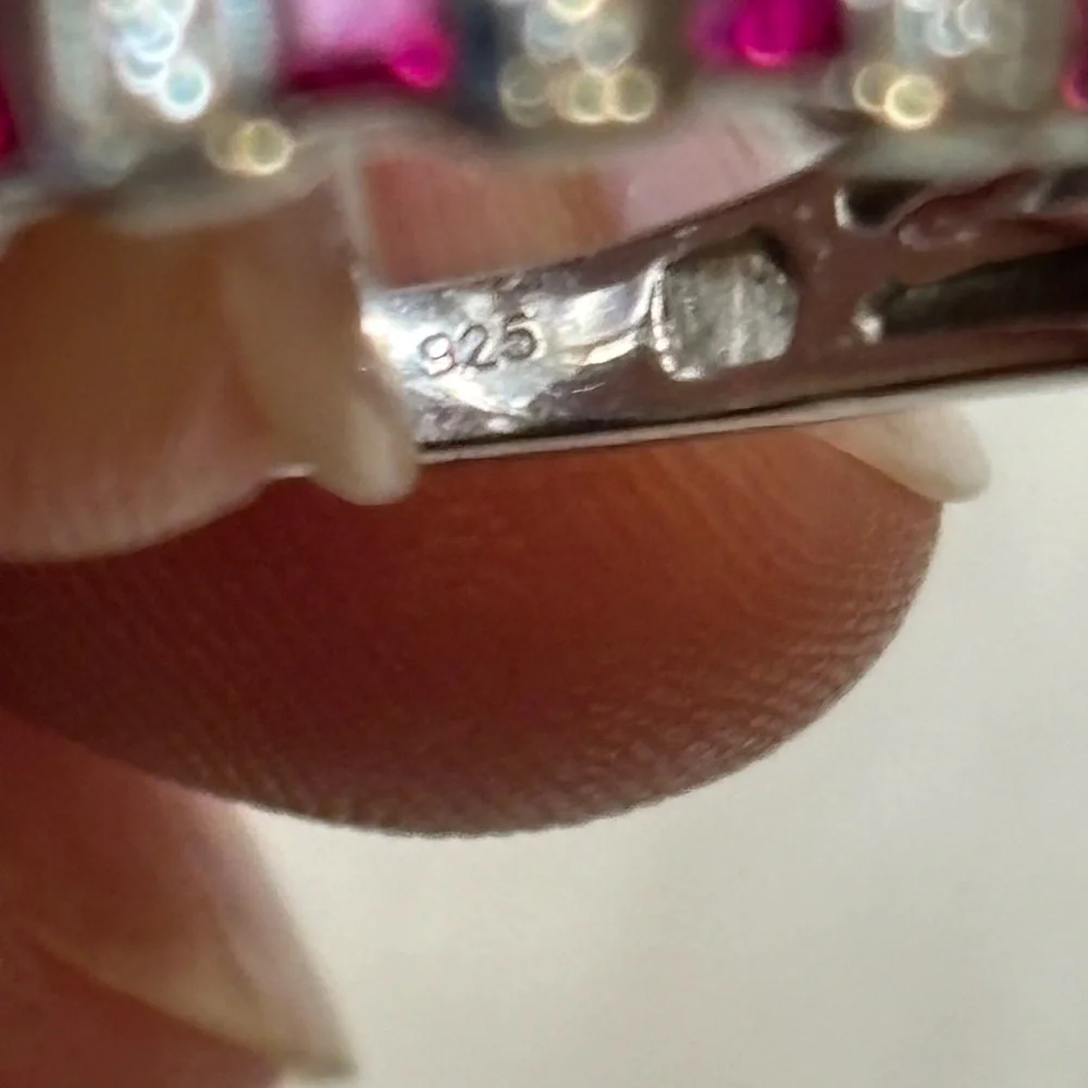 1.5 CTW Ruby Ring White Sapphire 925 Sterling Silver
